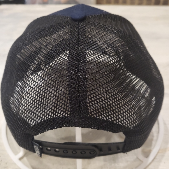 New Fintech Fishing Logo Snapback Hat Navy Blue and Black - Picture 3 of 6